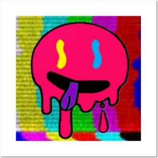 Colorful Trippy Graffiti Drip Silly Emoji Face Sticker Posters and Art